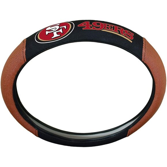 NFL San Francisco 49ers Embroidered Pigskin Steering Wheel Cover by Fanmats - Picture 1 of 1
